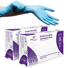 MediHands Blue Nitrile Gloves – Disposable, Powder & Latex Free, Heavy Duty Medical/Food Use, Pack of 200 (Small)