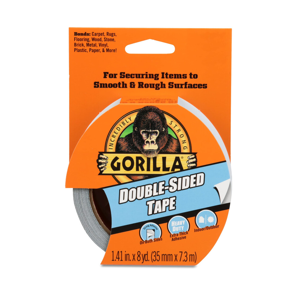 Gorilla Heavy Duty Double Sided Tape – 7.3m Strong Adhesive for Indoor & Outdoor Mounting