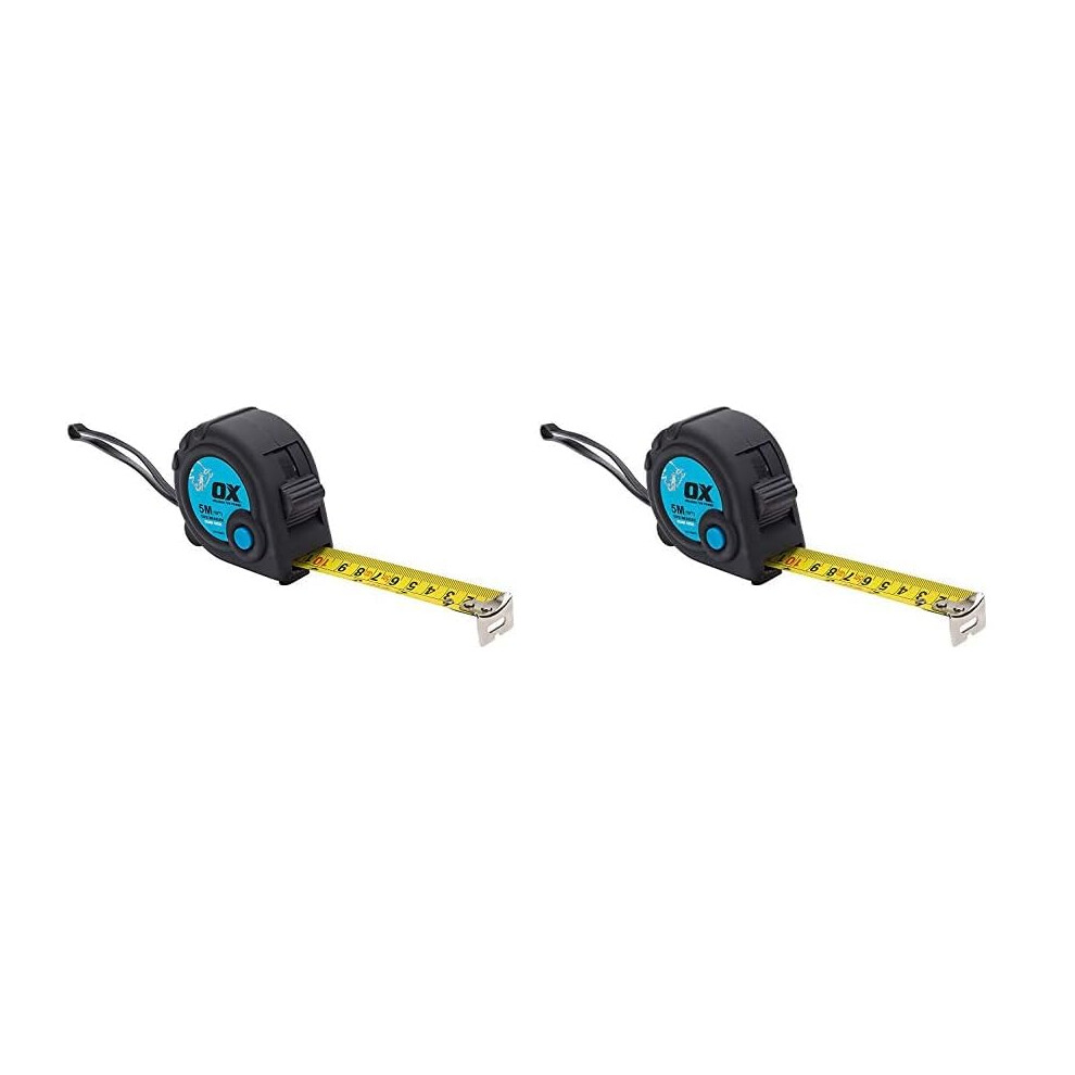 OX Trade 5M Tape Measure – Pack of 2, Durable & Easy-Read Measuring Tape