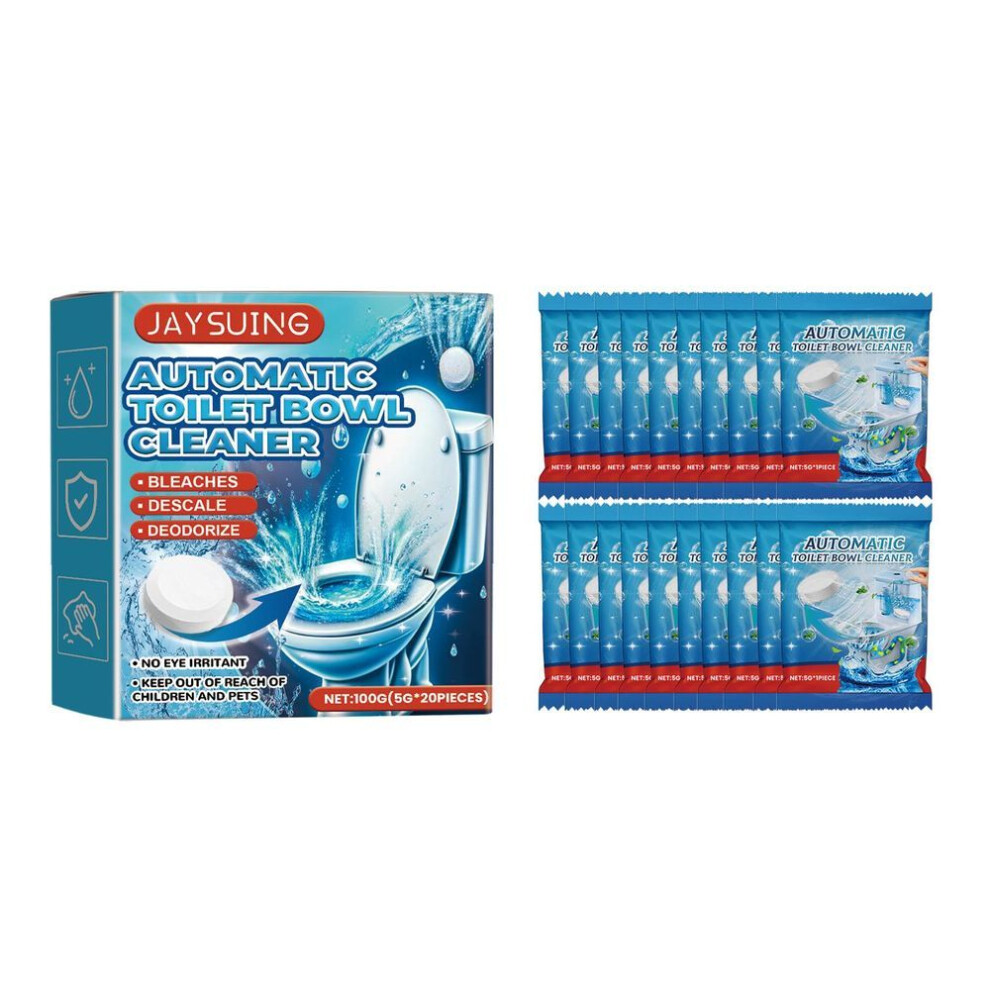 Toilet Bowl Cleaning Tablets, Powerful Bathroom Cleaner Dissolving Tablets For Stains Odor Removal, 20 Pieces