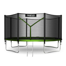 Trampoline de jardin 374 cm avec filet extérieur et échelle Neo-Sport