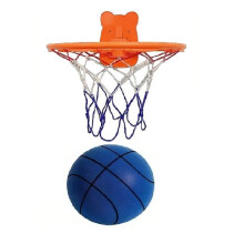 (Dark Blue, 1pc 18cm Basketball+1pc Hoop) Quiet Indoor Ball Set-Noiseless Basketball with Basket for Silent Play - Silent Basketball Hoop Mount Only on Smooth,Secure Surfaces Like Glass