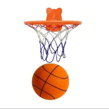 (Orange, 1pc 21cm Basketball+1pc Hoop) Quiet Indoor Ball Set-Noiseless Basketball with Basket for Silent Play - Silent Basketball Hoop Mount Only on Smooth,Secure Surfaces Like Glass