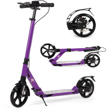 (Purple) Adult Kids Kick Scooter with Disc Handbrake, Foldable Adjustable Urban Scooter with Dual Suspension, 200mm Big Wheels for Kids Adults and Teen