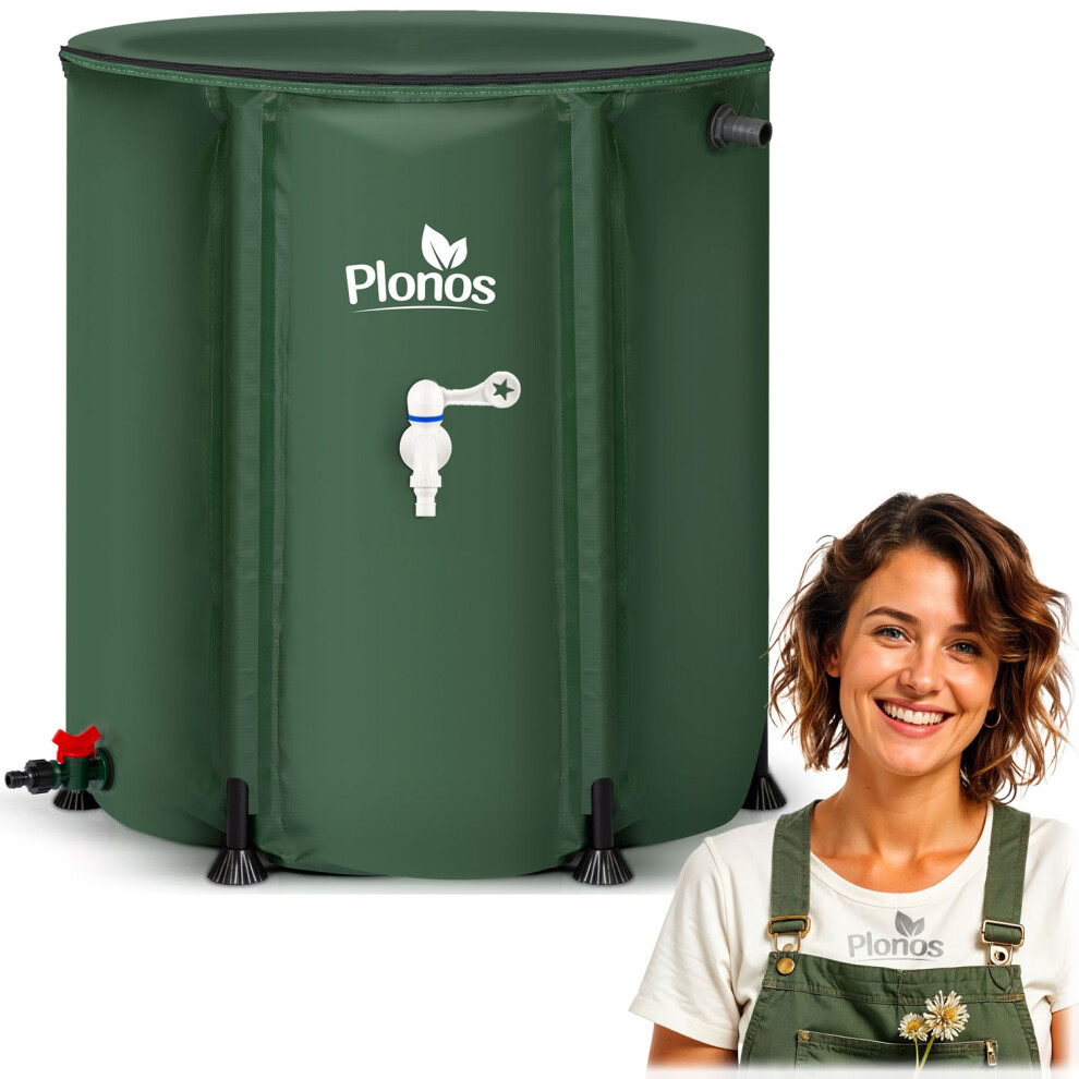 Plonos Botte Antipioggia 200 L Con Rubinetto In Pvc Resistente Ai Raggi Uv, 70 X 60 Cm, Verde