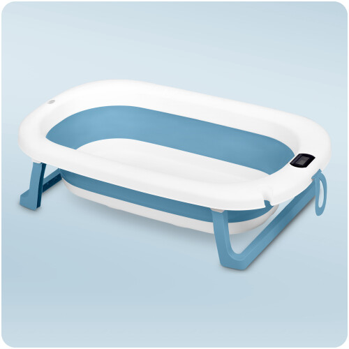Vasca da bagno per bambini, neonati con termometro e inserto RK-287 bianco e blu 2