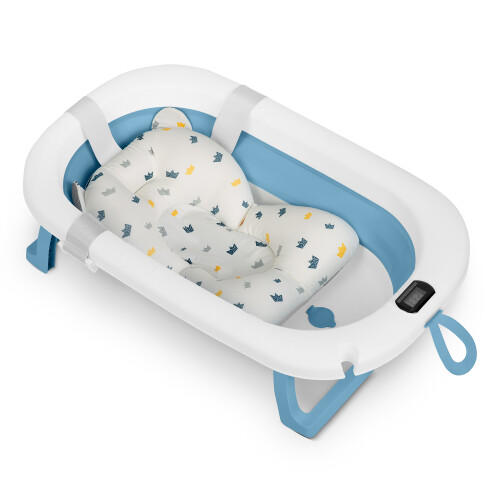 Vasca da bagno per bambini, neonati con termometro e inserto RK-287 bianco e blu 1
