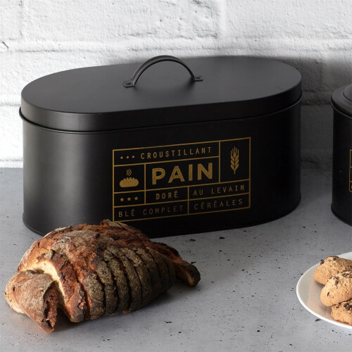 Boîte à pain en métal noir mat 1