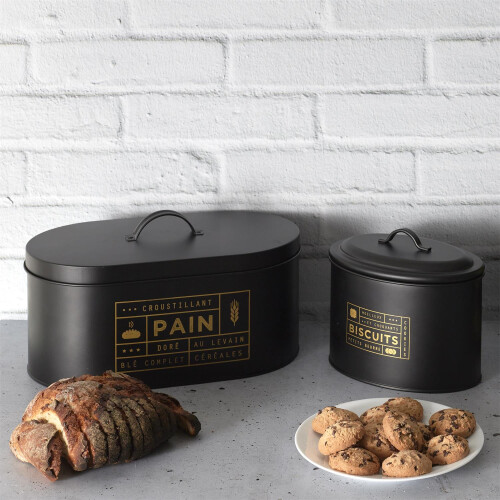 Boîte à pain en métal noir mat 2