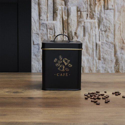Boîte à café en métal noir et doré 1