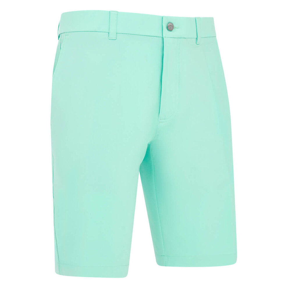 (32" Waist, Neptune Green) Callaway Golf Mens Chev Tech II Light Active Waistband Stretch Shorts