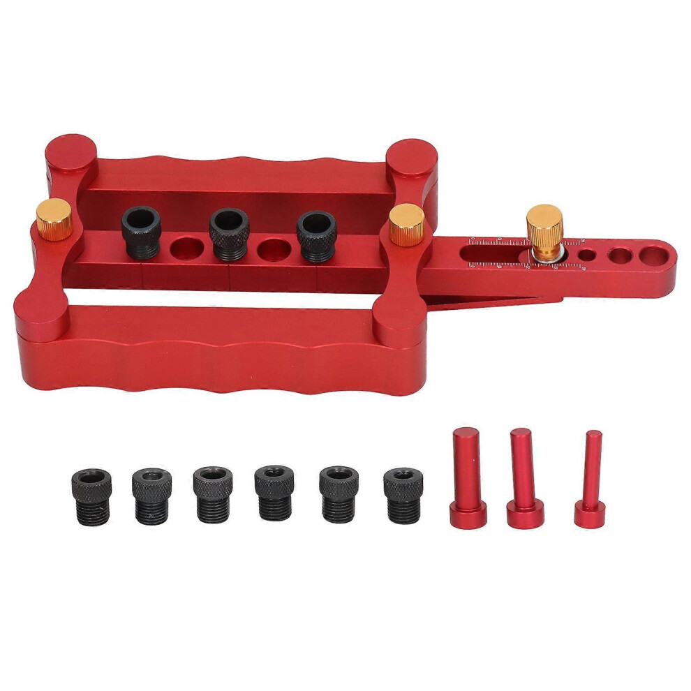 (As Show, One Size) Punch Positioner Strong Corrosion Resistance Wood Doweling Jig For Woodworking Red 4909775561272