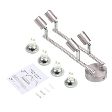 (As show, One size) Tomshing 4 Way Adjustable Ceiling Spotlights 4 x 4W GU10 LEDs Bulbs 400lm Illumination Flexible Rotating Light Heads Modern Track Light for Kitchen Li