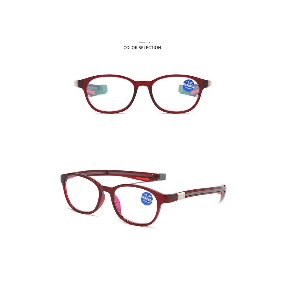(+1.0, Red) Magnetic Reading Glasses Women Men Hanging Neck Folding Glasses Front Connect +1.0 1.5 2.0 2.5 3.0 3.5 4.0