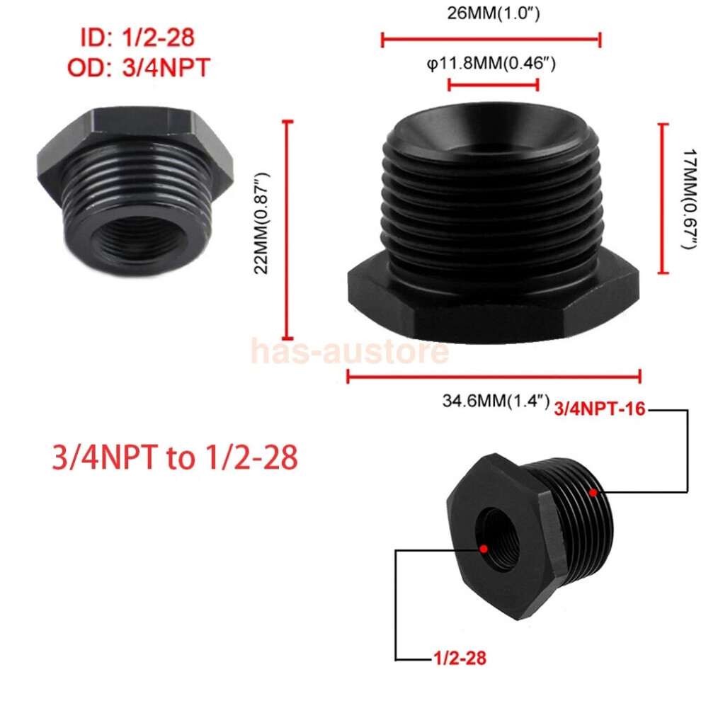 (1/2-28 To 3/4Npt) 1/2-28 To 3/4-16,13/16-16, 3/4Npt Automotive Threaded Oil Filter Adapter 6963793645169