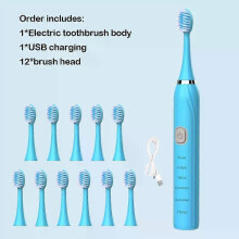 (battery 2 head, One size) Sonic Electric Toothbrush USB Charger Timer Brush 5 Mode Rechargeable Deep Clean Tooth Brushes Replacement Heads Set For Adults