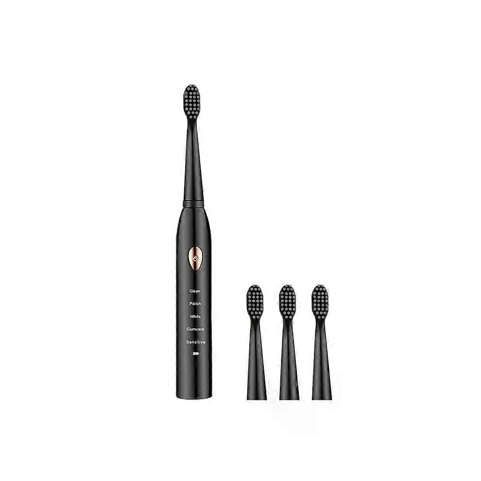 (White Gold 4 Heads, One size) Adult Black White Classic Acoustic Electric Toothbrush Adult 5-gear Mode USB Charging IPX7 Waterproof Acoustic Electric-image-OPC-PHJ2WQ6-NEW