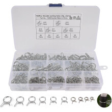 (As show, One size) Hose Clamp 150pcs Spring Clip Hose Clamps Stainless Steel Hose Clamps Hose Clamp Hose Clamps Clips Fastener compatible with Water Fuel Hose Tube