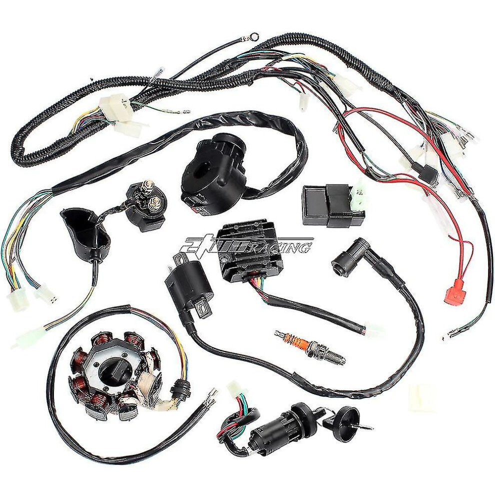 (As Show, One Size) Complete Electrics Wiring Harness Kit Ignition Coil Kits Compatible With Chinese Dirt Bike Atv Quad 150-250 300Cc 4909775624403