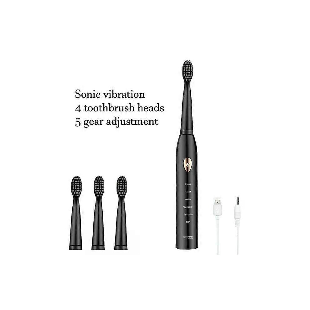 (Pink with 8 Brush, One size) Clean Adult Black White Classic Acoustic Electric Toothbrush Adult 5-gear Mode USB Charging IPX7 Waterproof Acoustic Ele-image-OPC-PHJ2XB7-NEW