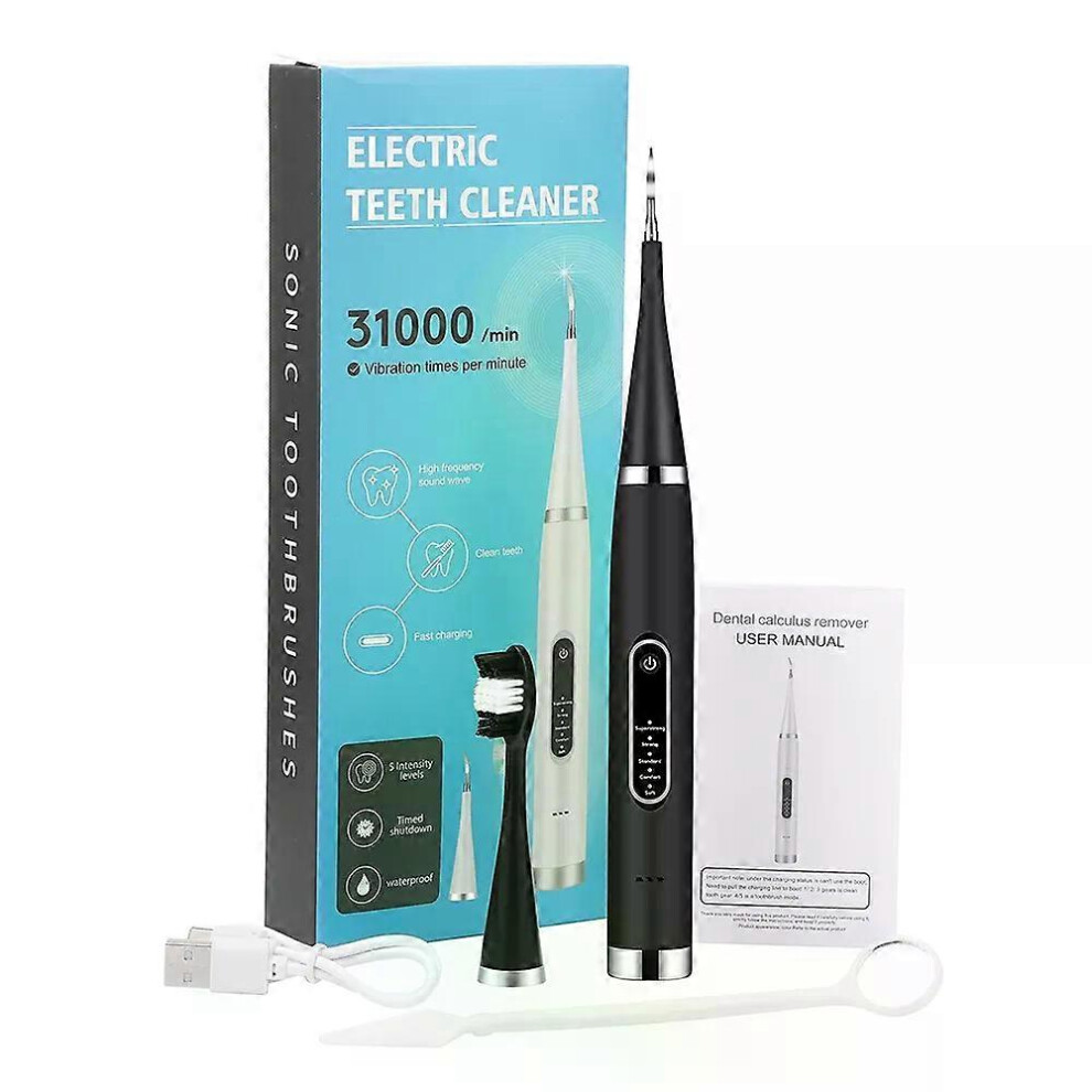 Kikidex White ( Set, One Size) Sonic Electric Ning Teeth Tartar Cleaner Dental High Frequency Vibration For Calculus Plaque Stains Removal Teeth Cleaner