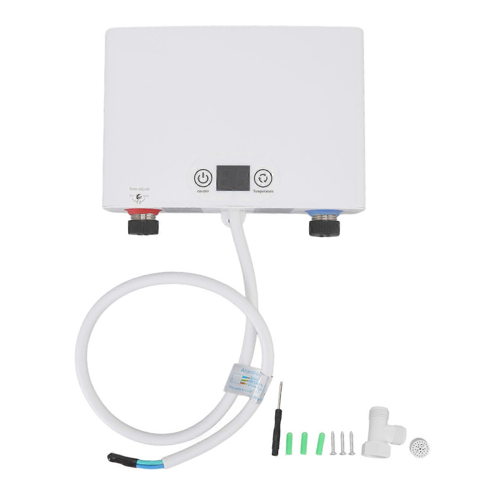 (As Show, One Size) 220V Instant Water Heater 5500W Electric Tankless Water Hot Heater With G1/2 Caliber For Household 4909775534092
