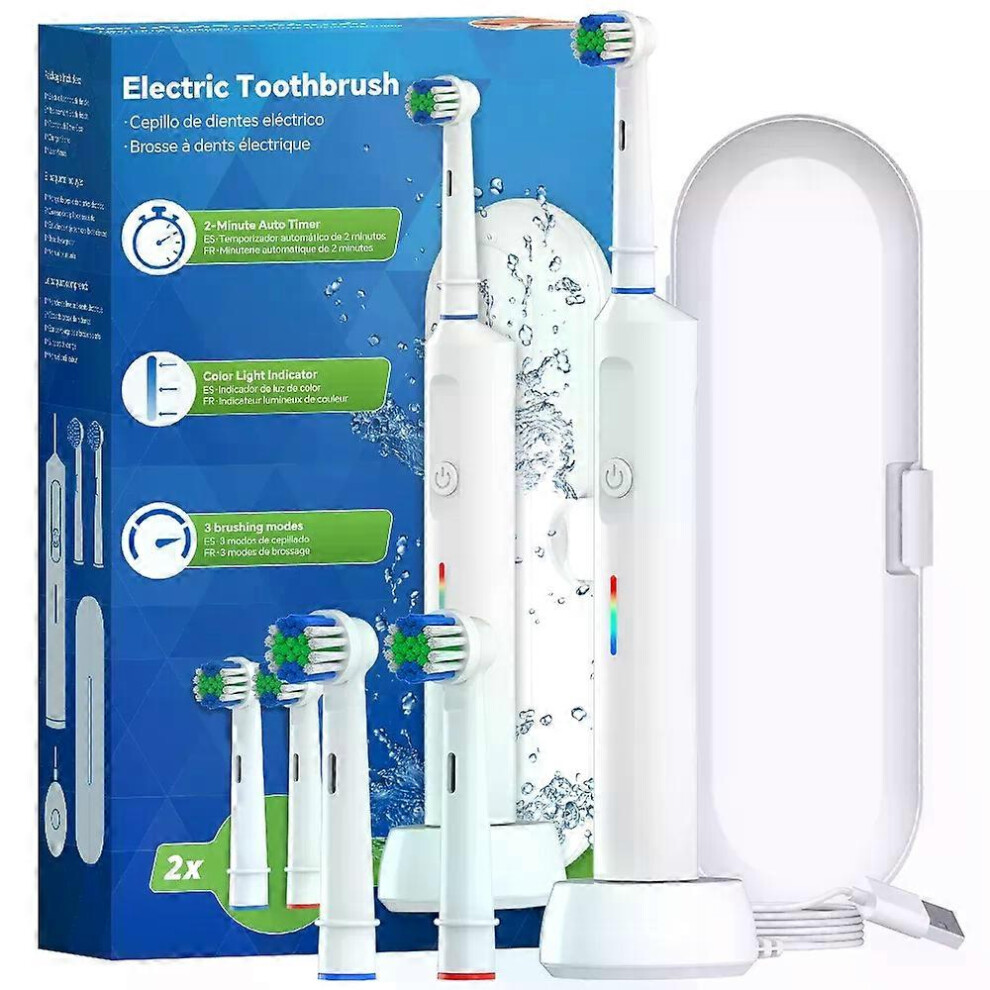 Kikidex White (, One Size) Smart Wireless Charging Rotating Electric Toothbrush, 3 Modes Rechargeable Rotary Toothbrush Compatible With Oral B Brush Heads
