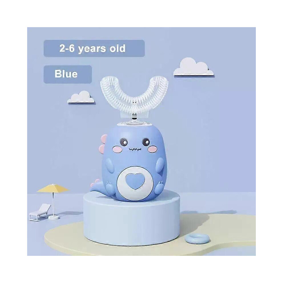 (2-6 years old blue, One size) Children&#39;S Electric Toothbrush Food Grade Silicone Oral 360 Degree Automatic Usb Charging Smart Children&#39;S Toot-image-OPC-PHJ2XZX-NEW