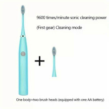 (White 3pcs, One size) 1 set of ultrasonic series electric toothbrushes -2 brush heads and battery ultrasonic toothbrushes