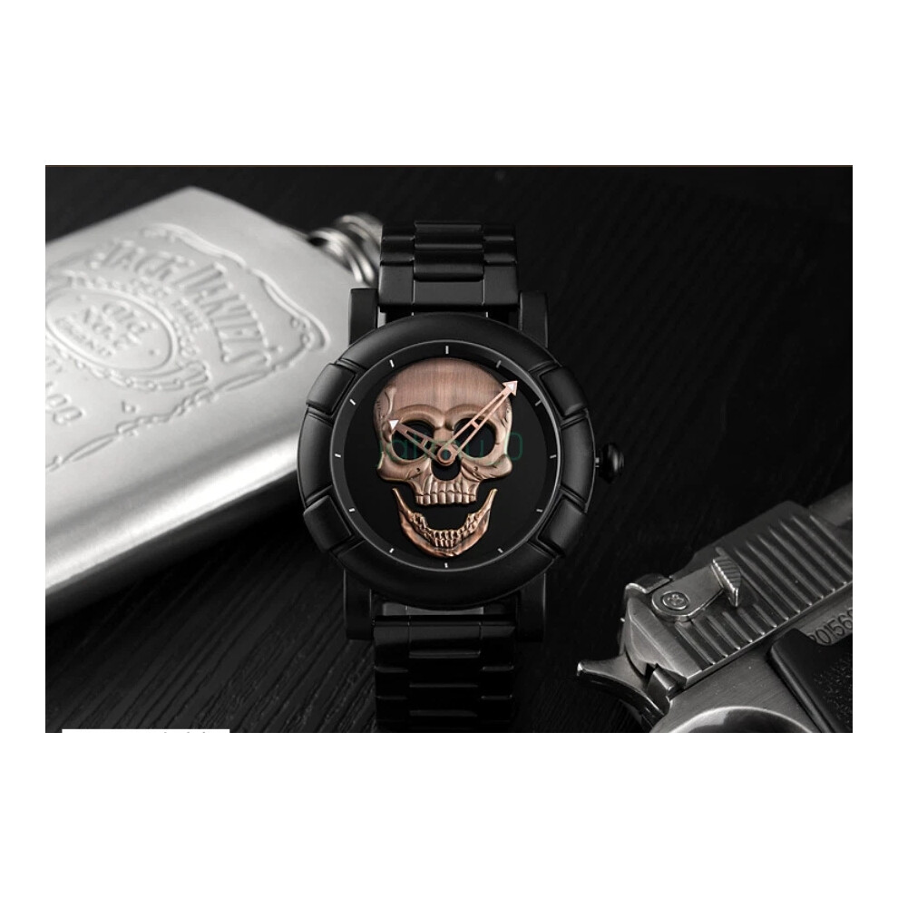 (Red Patina) SKMEI 9178 Mens Fashion Casual Stainless Wristwatch Skull Quartz Watches For Boy Gift-image-OPC-PHJ2ZY8-NEW