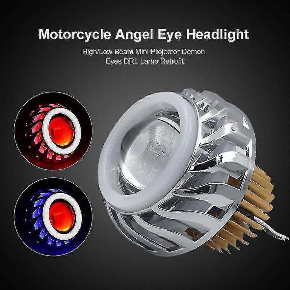 (02, One Size) Car Motorcycle Headlight Led Angel Devil Eyes Headlight 12V-80V Projector Lens High/Low Beam Strobe Spotlight Drl Lamp 4909775336733