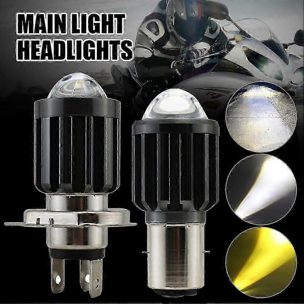 (As Show, One Size) 12V H4 Motorcycle Led Headlight Bulbs Ba20d Csp 10000Lm Hi Lo Beam Fog Lamp Waterproof Motorbike Scooter Lamp White 4909775322996