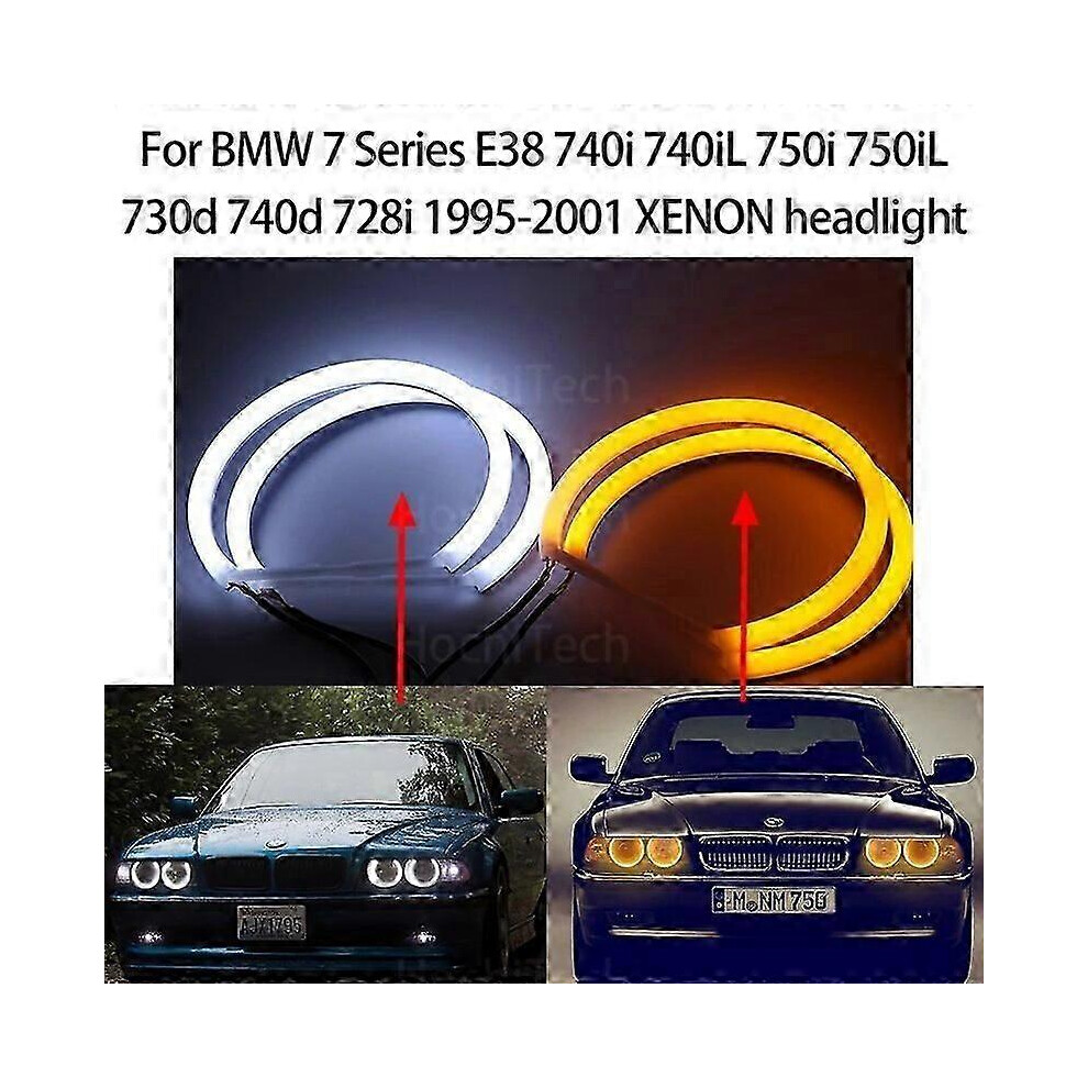 (As Show, One Size) Switchback Cotton Led Angel Eye Dual For Bmw 7 E38 740I 740Il 750I 750Il 730D 740D 728I 95-01 Xenon Head Light/White/Amber 4909775382174