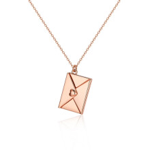 (Rose Gold, Both sides) Personalised Envelope Necklace Locket Love Letter Pendant Jewelry Charm Gift