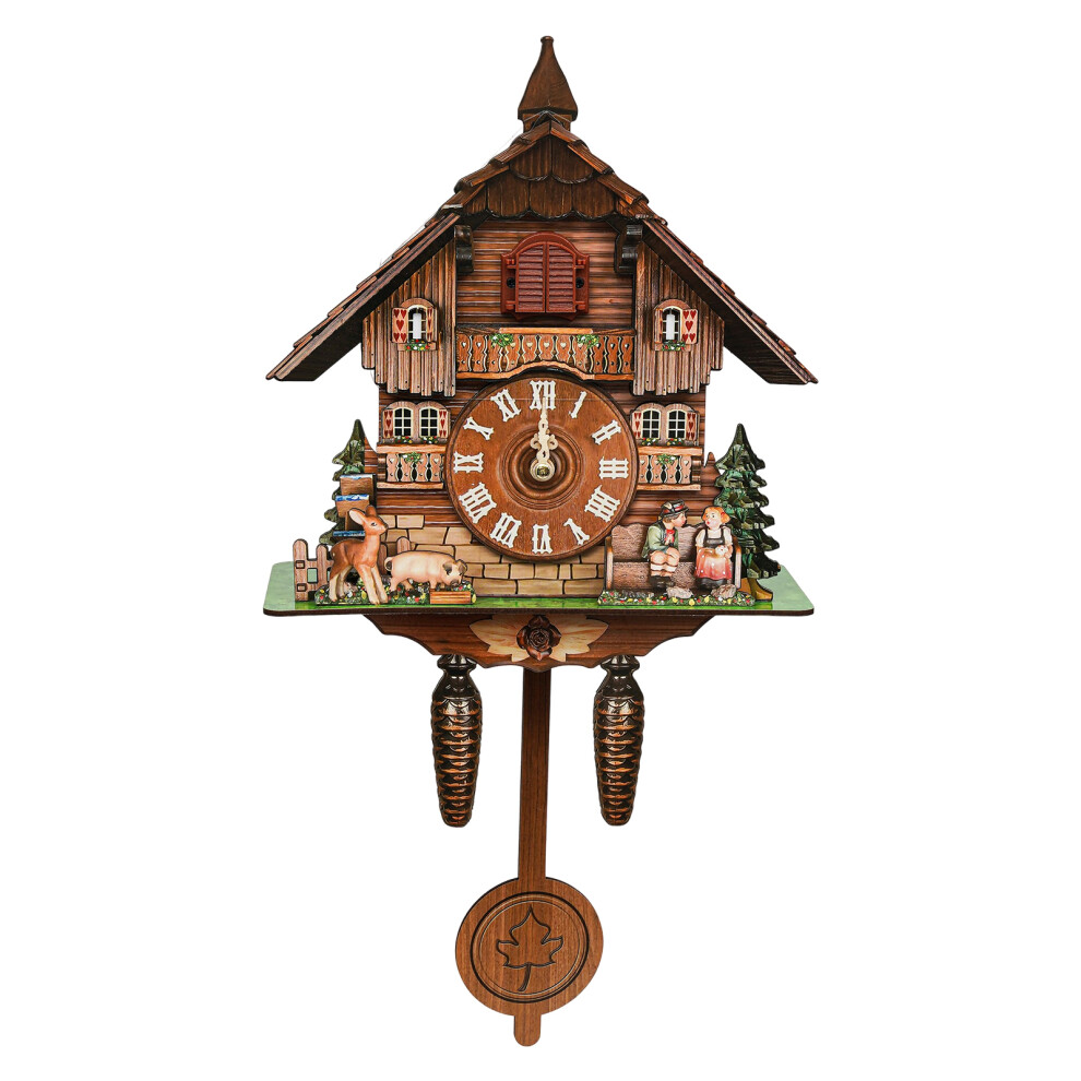 Wall Clock,Wood Cuckoo Clock,Retro Nordic Style,Brown