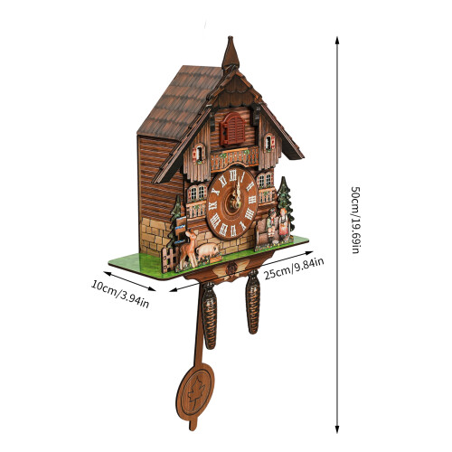 Wall Clock,Wood Cuckoo Clock,Retro Nordic Style,Brown 1