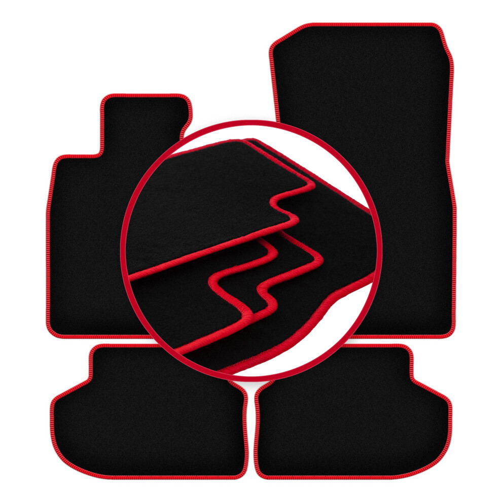 Velours-FußMatten Mit Rotem Rand: Bmw 5 F11 Fl Kombi, Touring (2013-2017)-image