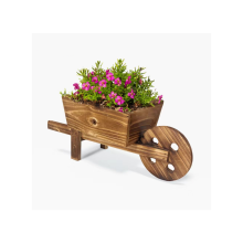 Plantador De Ruedas De Madera De Madera Burntwood Para Jardín Al Aire Libre Patio De Verano