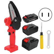 (As show, One size) 21V Lithium Battery Electric Chain Saw Woodworking Garden Logging Chain Saw AC100240V RedUS Plug