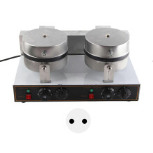 (As show, One size) Double Heads Waffle Maker Fast Heating Non Stick Commercial Waffle Making Machine with Insulated Handle 2400W EU Plug 220V