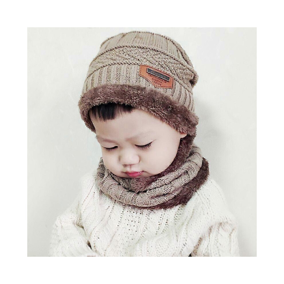 (As show, One size) Winter creative type Korean woolen hat and bib one thick knitted hat men&#39;s outdoor plus velvet warm hat Children&#39;s-Khaki-image-OPC-PHJ6SZZ-NEW