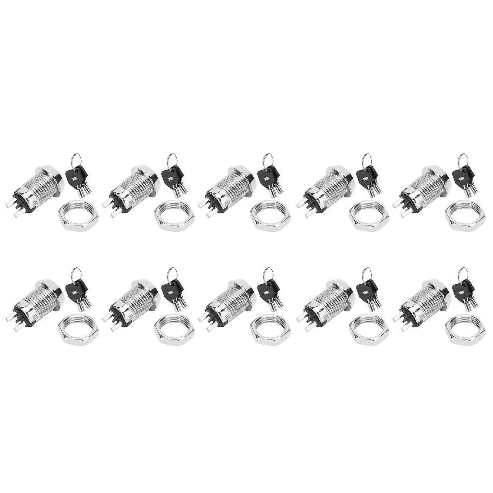 (As show, One size) 10 Sets Key Switch Stainless Steel On/Off Power Lock Double Pull Switches 12 x 22mm-image-OPC-PHJ6TBS-NEW