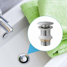 Washbasin drain pipe, universal automatic drain pipe, no flap automatic drain pipe, with drain plug, no stop valve opening in chrome plated stainless