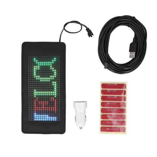 (As show, One size) Flexible LED Sign 190x90mm 16x32 Resolution Bluetooth APP Control Custom Text Pattern Animation LED Scrolling Screen