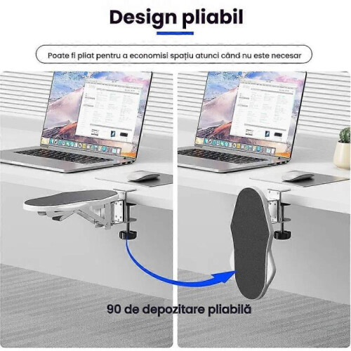 EINNENFFER Ergonomic Armrest, 180 Rotatable, 90 Foldable, Extendable, for Office, stand, black 2