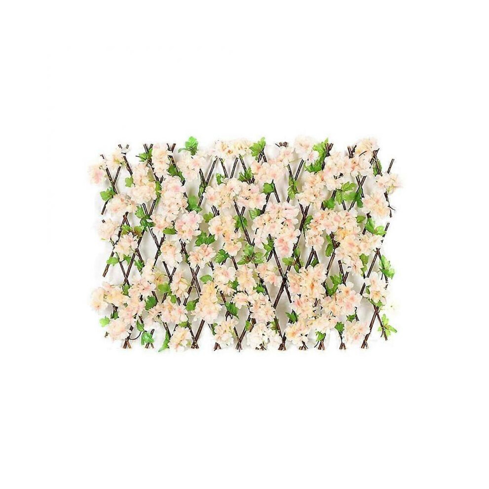 Wooden Retractable Fence  Expanding Fence Hedge with Artificial Flower Leaves Garden Decoration Trellis Screen