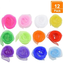 PIAO 12 piece juggling towels dance towels juggling scarves gymnastics towels for kindergarten children's show belly dance, 60 x 60 cm (12 dance towel