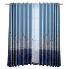 100*250cm Modern Beautiful Pattern Polyester Bedroom Living Room Lightproof Curtain (Blue)