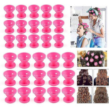 Overnight Hair Curlers, 30 Pcs Silicone Hair Curlers, Hair Curlers No Heat, Silicone Magic DIY Rollers Hair Styling, 2 Size(Pink)