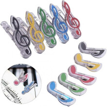 PIAO 10 Pack Music Note Clips Music Clips Page Holder Plastic Sheet Clips Book Clips Bookmarks Stationery Clips for Paper (Multicolor Transparent)
